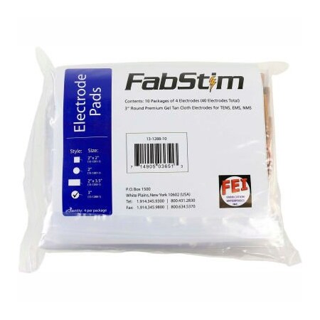 Fabrication Enterprises FabStim Self-Adhesive TENS Electrodes, Round 3" (7.6 cm), 4/Pack 13-1288-1